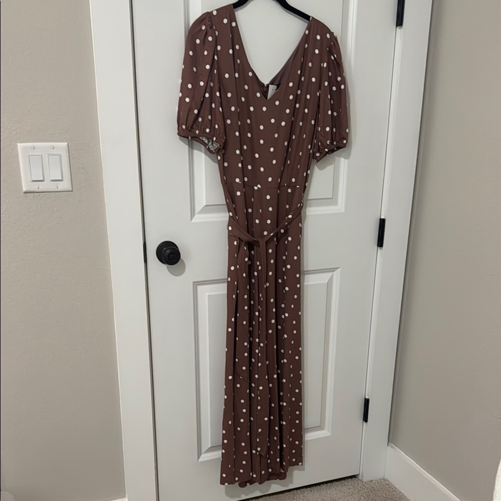 Ann Taylor Brown Polka Dot Capri Jumpsuit